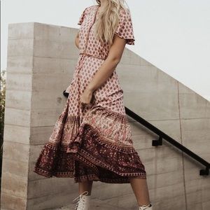 Bohme Flutter Sleeve Floral Dress